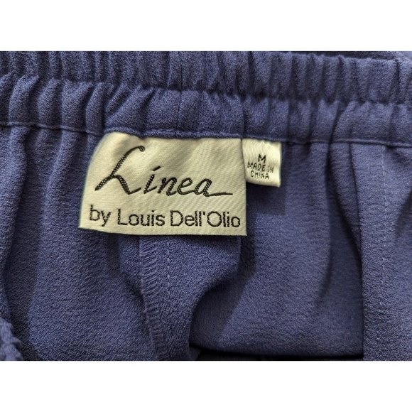 Linea Louis Dell'Olio Pants Blue Regular Gauze Crepe Cargo Misses Size M - Picture 5 of 7